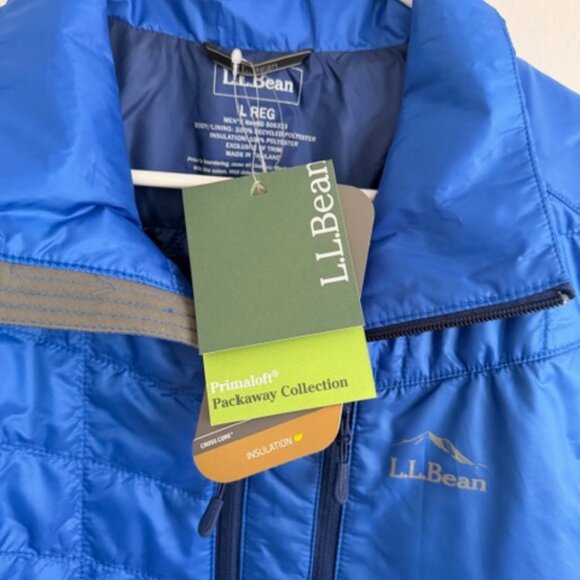 LL Bean Primaloft Packaway Vest Mens Large Sapphire Blue Lightweight Outdoor - Picture 4 of 7